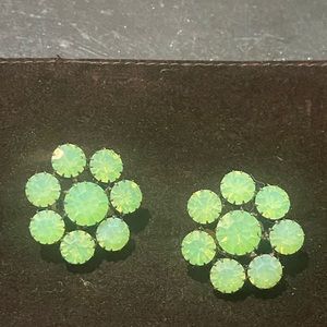 Green cluster floral earrings. 1980